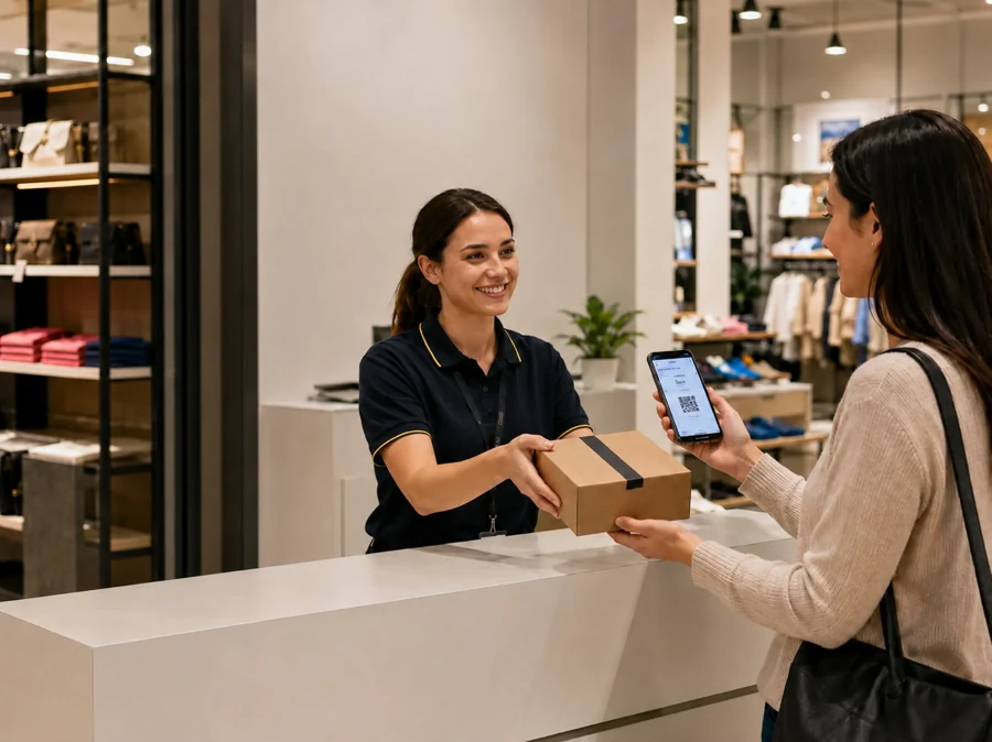 Self-service eLocker click and collect point replacing a manual handover
