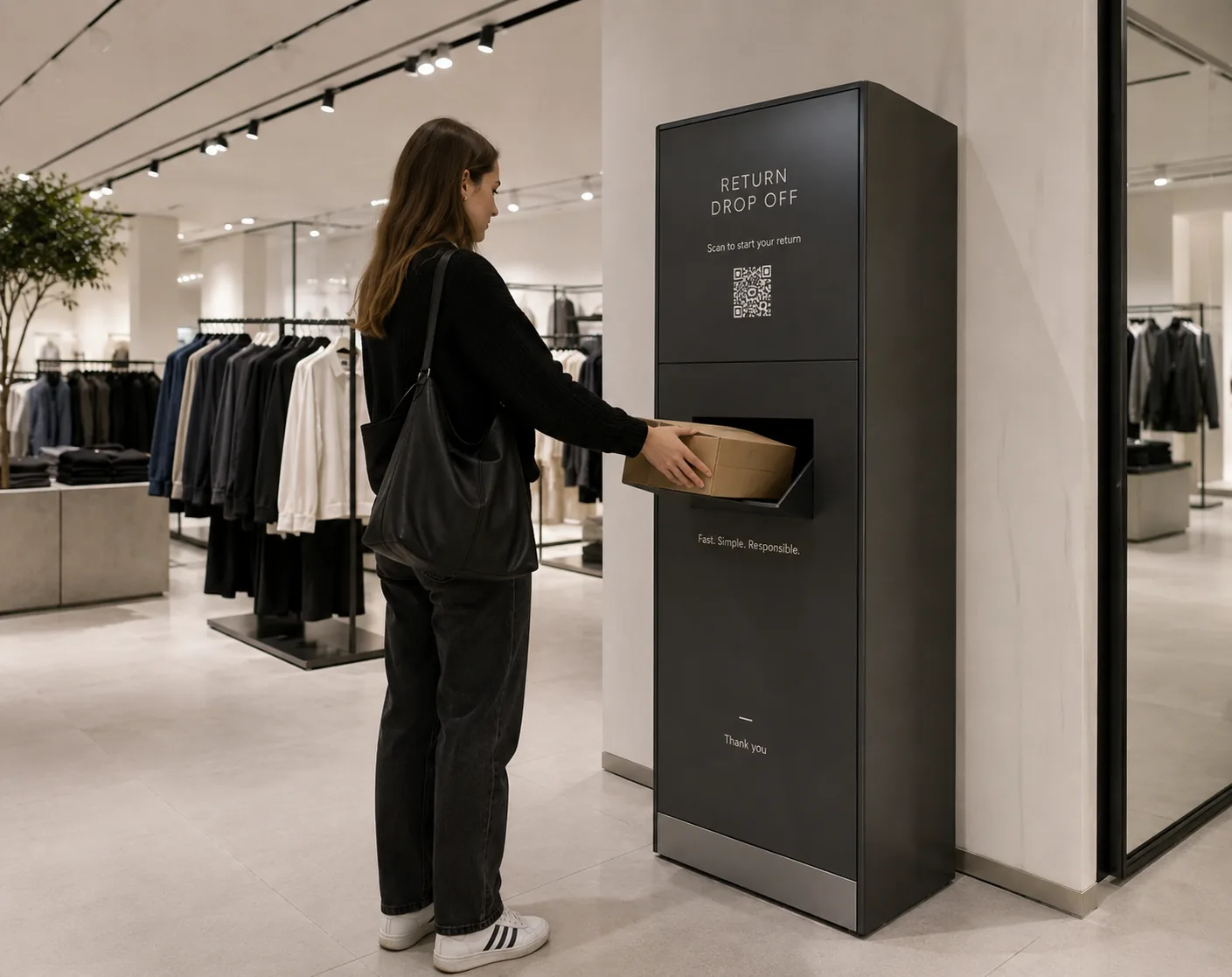 A fashion returns drop-off in the eLocker Returnpoint dropbox