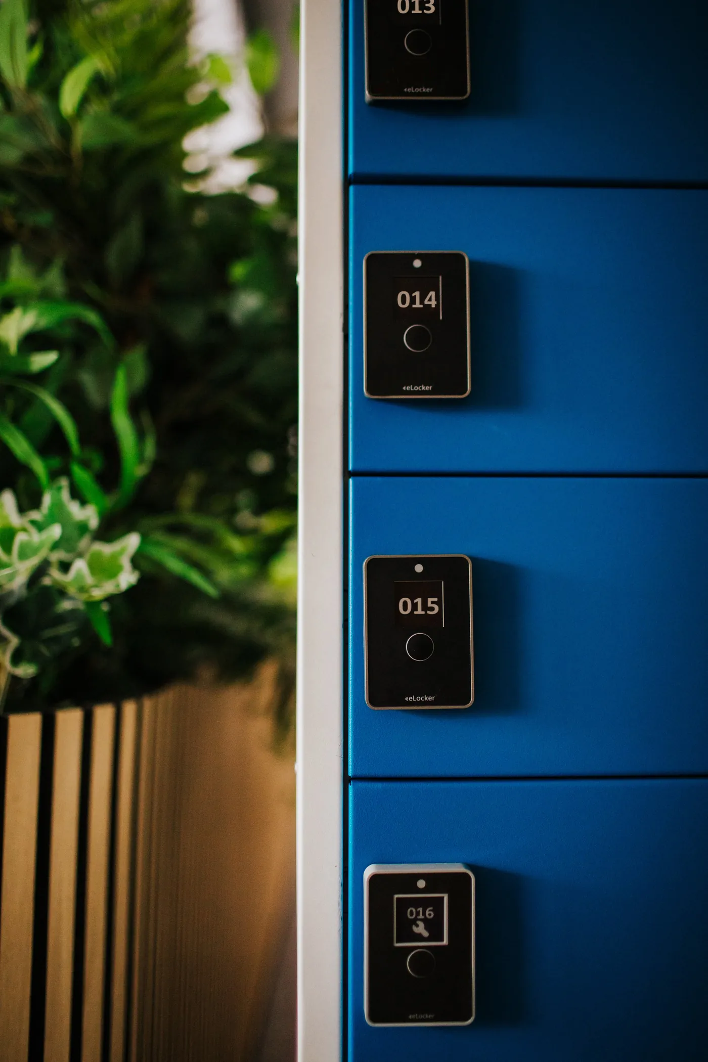 eLocker smart locker doors with numbered digital lock panels