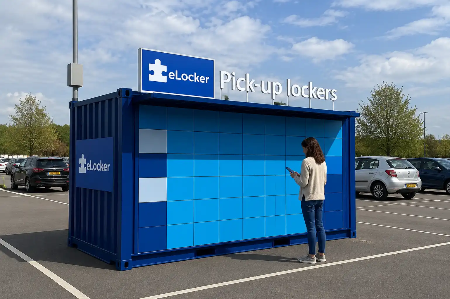 Shipping container locker bank for yards and depots